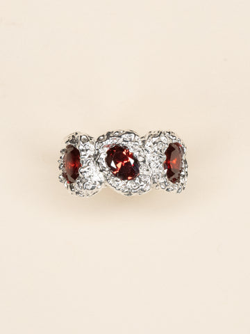KIJANI, RED - SILVER RING