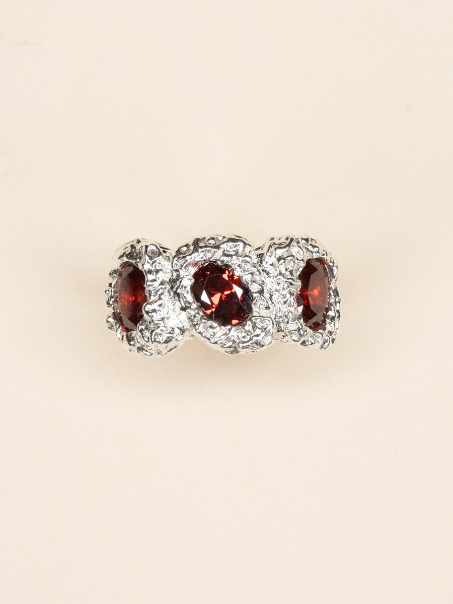 KIJANI, RED - SILVER RING