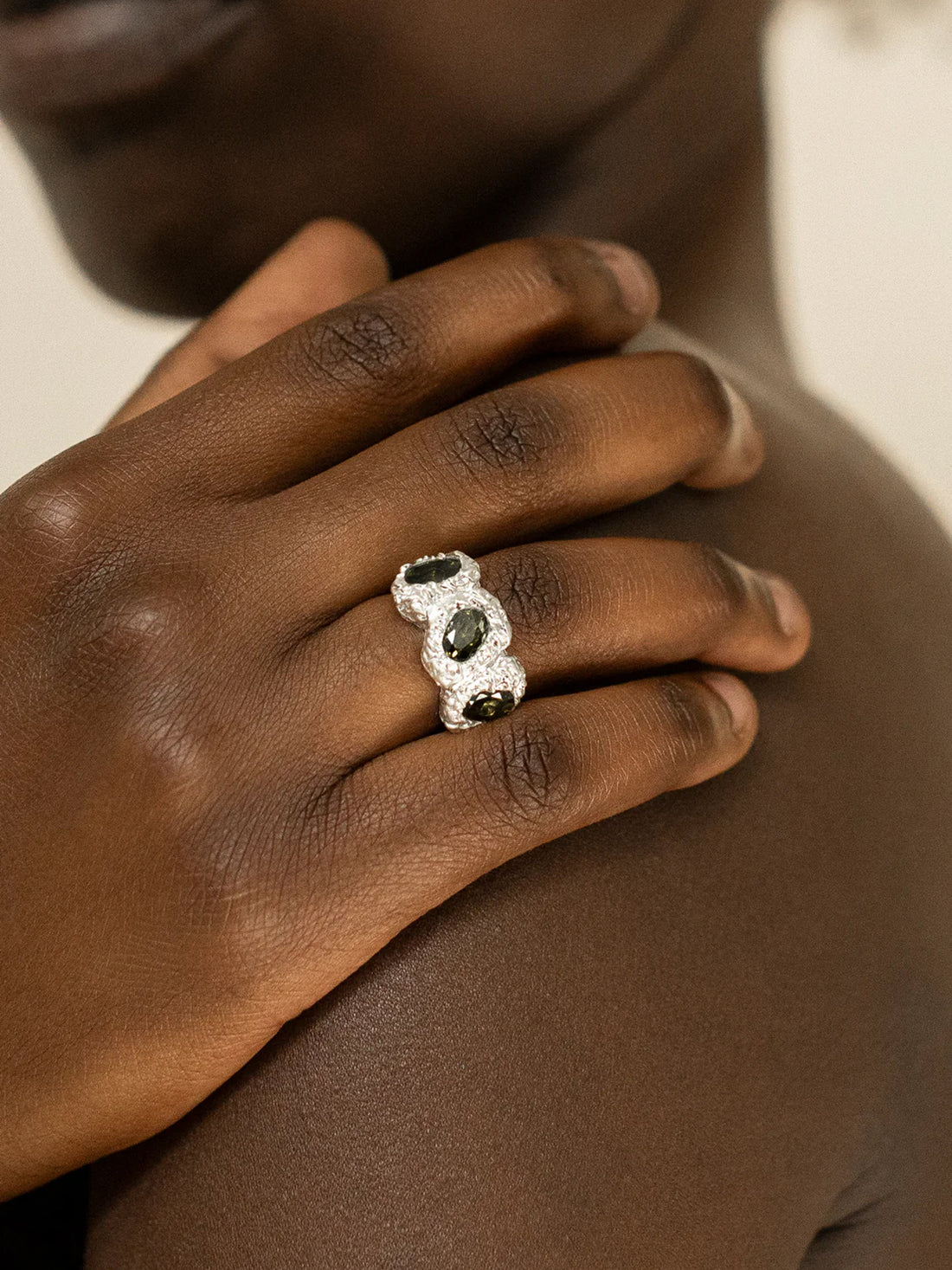 KIJANI, GREEN - SILVER RING