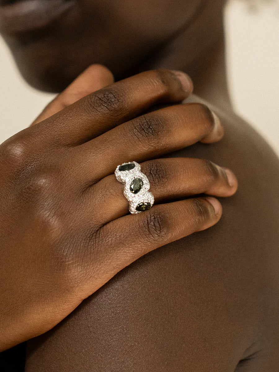 KIJANI, GREEN - SILVER RING